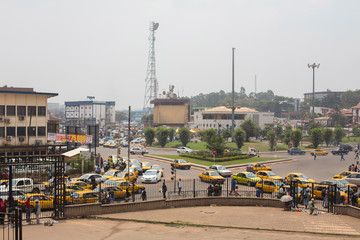 Yaoundé, Central / Cameroon - February 16 2016: View on a busy intersection in Cameroon’s...