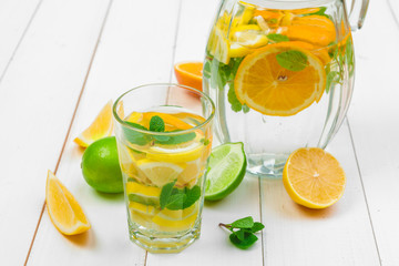 refreshing cold citrus water with mint