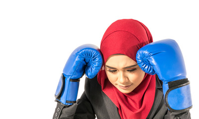 Young businesswoman working under pressure concept.