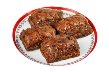 Turkish Ramadan Dessert Baklava isolated on white