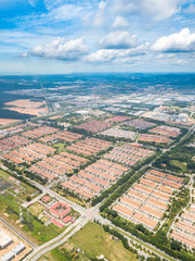 Aerial view of residential development. Industry concept.