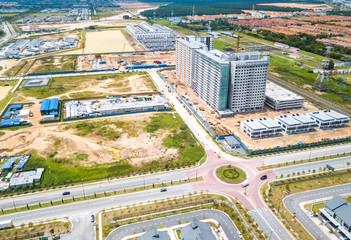 Aerial view of residential development. Industry concept.