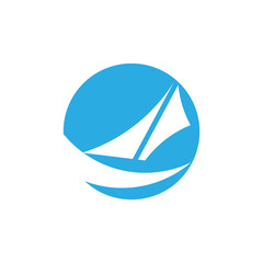 sail boat fast design circle negative space logo vector
