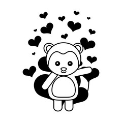 cute monkey hearts valentines day