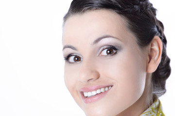 Obraz premium closeup.beautiful modern girl looking up at copy space
