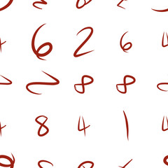 Seamless numbers background hand drawn, for graphic design. Learn, decoration, repeat & abstract.