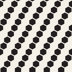 Vector seamless pattern. Repeating hexagon shapes background. Black and white geometric lines design. Modern stylish texture.