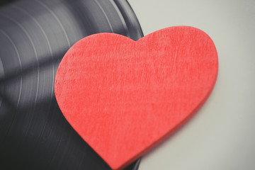 heart and vinyl record, valentine's day concept
