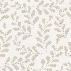  Embroidery floral seamless pattern on linen cloth texture