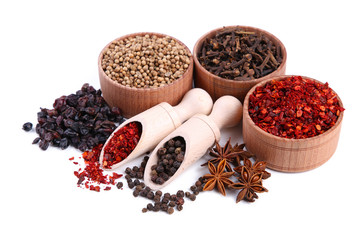 Spices mix isolated on a white background. Top view