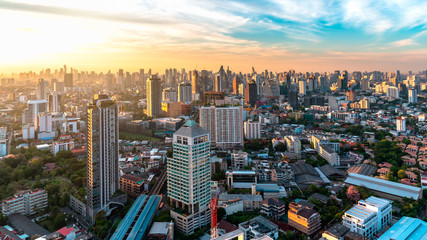 Fototapeta na wymiar High buildings downtown of Bangkok City Thailand.