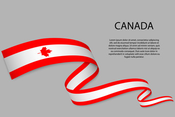 Waving ribbon or banner with flag