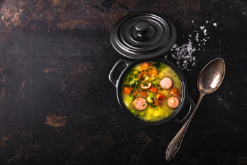 stew with fresh vegetables and sausages