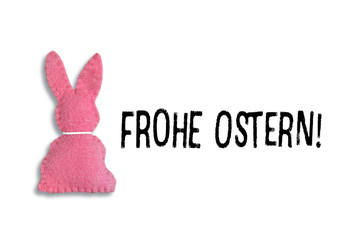 Rosa Osterhase auf weise Hintergrund mit Frohe Ostern Text