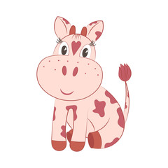 Cartoon. Small, spotted cow.