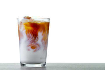 Isolated glass of cold cocktail on a white background. Cold drinks 