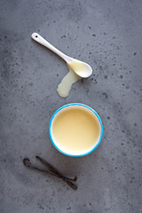 Vanilla sauce or condensed milk
