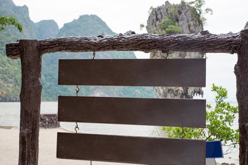 Wooden Sign Board on The James Bond Island, Thailand