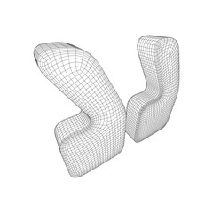 Quote comma sign abstract model line and composition digitally drawn. Wireframe low poly mesh vector illustration