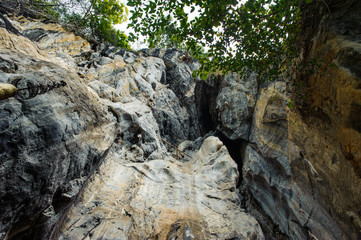 view from outside in the cave on top