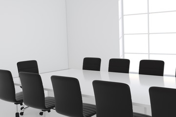 Modern White office interior with window. 3d rendering.