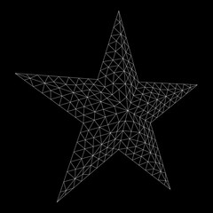 Five-pointed star. Abstract model wireframe low poly mesh vector illustration