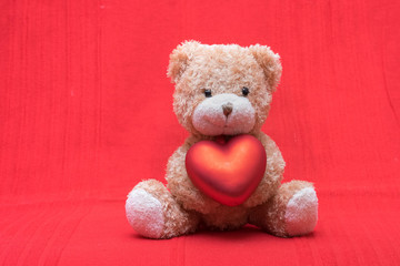 Valentine's Day gift, teddy bear and red heart
