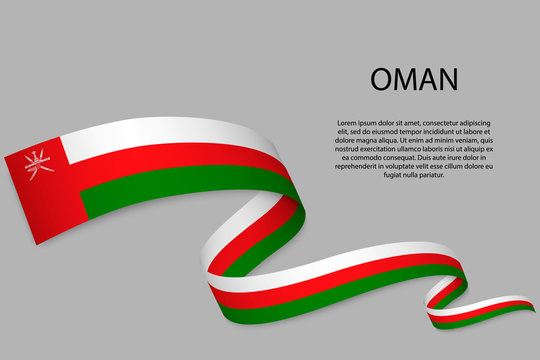 Waving ribbon or banner with flag