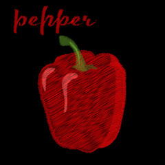  vector illustration embroidery pepper