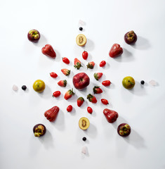 Mandala graphic composed of fruits
