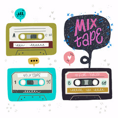 Set of flat style cassette tapes