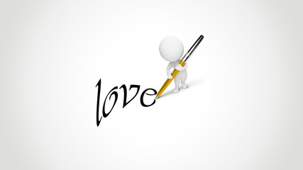 inscription love on white background