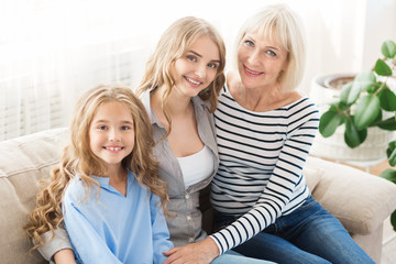Happy women generation: granny, mother and daughter