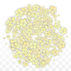 Blue Vector Realistic Blue Petals Falling on Transparent Background.  Spring Romantic Flowers Illustration. Flying Petals. Sakura Spa Design. Blossom Confetti. Design Elements for Wedding Decoration.