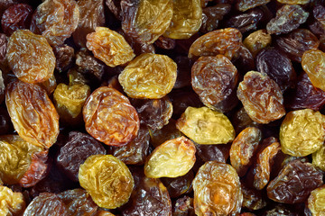 Raisins as background. Grape Raisin texture. Top view