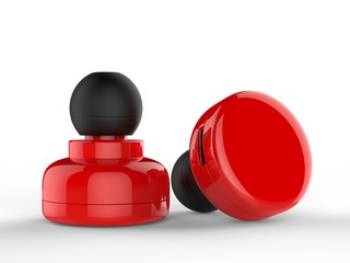 Blank Wireless Bluetooth Earphone or Earbud or Headphone, 3d render illustration.