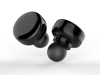 Blank Wireless Bluetooth Earphone or Earbud or Headphone, 3d render illustration.