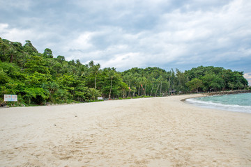Tropical Sandy Beach Under The Cloudy Sky, Thailand