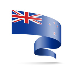 New Zealand flag in the form of wave ribbon. Vector illustration on white background.