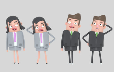 Obraz premium Business people relaxing and stressing. Isolated.Isolated. Easy automatic vectorization. Easy background remove. Easy color change. Easy combine.