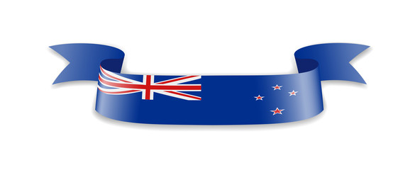 New Zealand flag in the form of wave ribbon. Vector illustration.