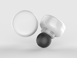 Blank Wireless Bluetooth Earphone or Earbud or Headphone, 3d render illustration.