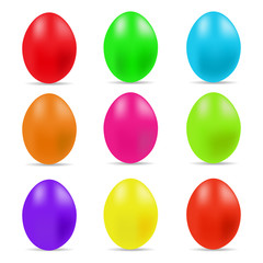 Vector illustration of colorful Easter eggs collection on a white background