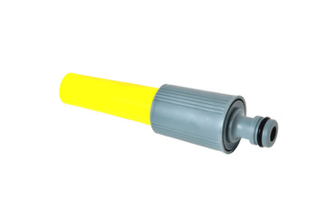 water sprinkler for hand watering lawns yellow-gray close-up white background