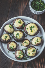 Baked mushrooms stuffed with mozzarella