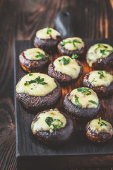 Baked mushrooms stuffed with mozzarella