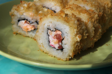 Rolls with crab meat and fish