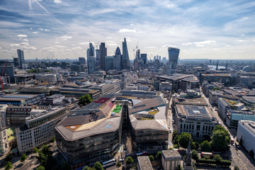 Fototapeta na wymiar London skyline for high above the city in the capital of the uk 