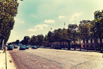 World famous avenue des Champs Elysees in Paris