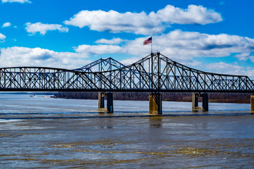 Old Vicksburg Bridge crossing the Mississippi River between Louisiana and Mississippi